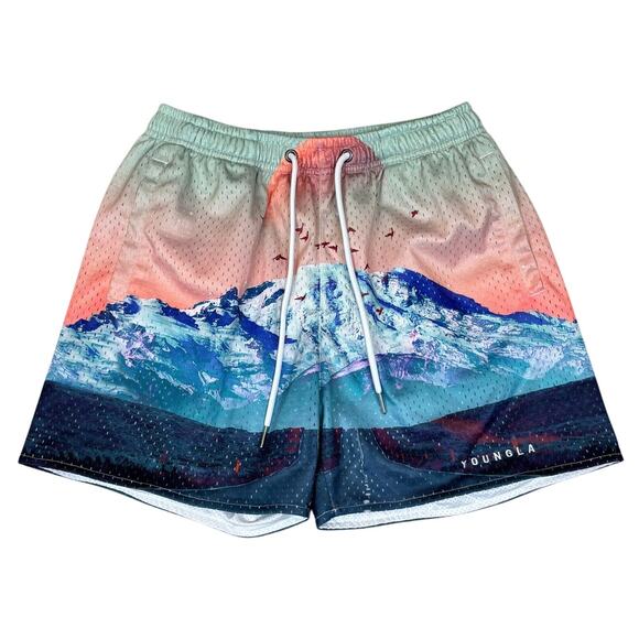 YoungLA 150 After Party Mystic Mountain Mesh Shorts Men's Small - Picture 1 of 8